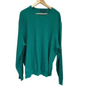 Crown & Ivy XXL Green Sweater Soft Cotton Wool Blend Preppy Cozy Classic